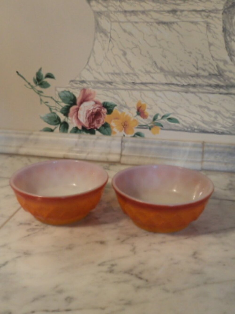 vintage Anchor Hocking Fire King Kimberly diamond bowls~ set of 2